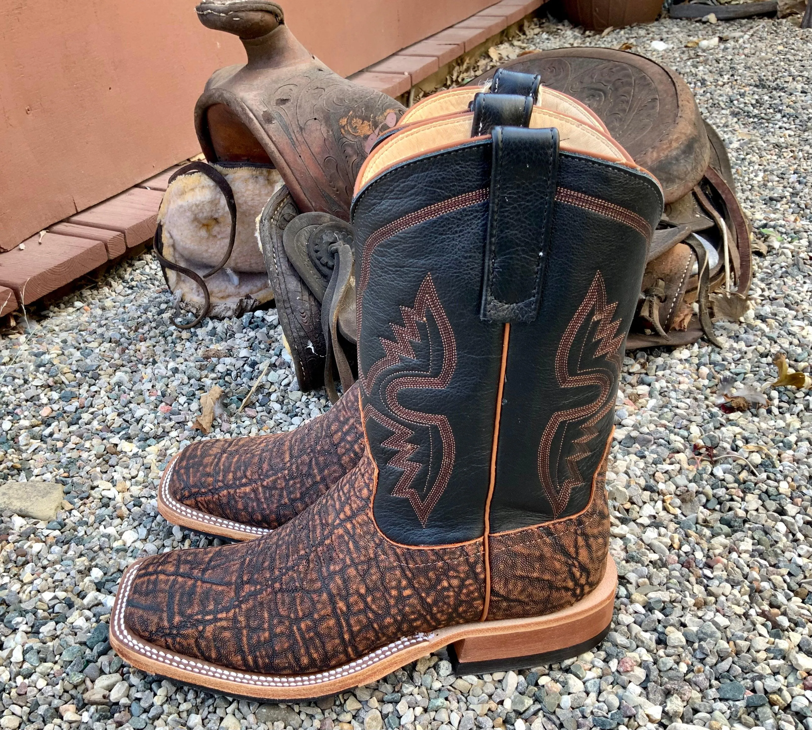 Anderson Bean Men's 10" Rust Safari Elephant Square Toe Cowboy Boots 332205