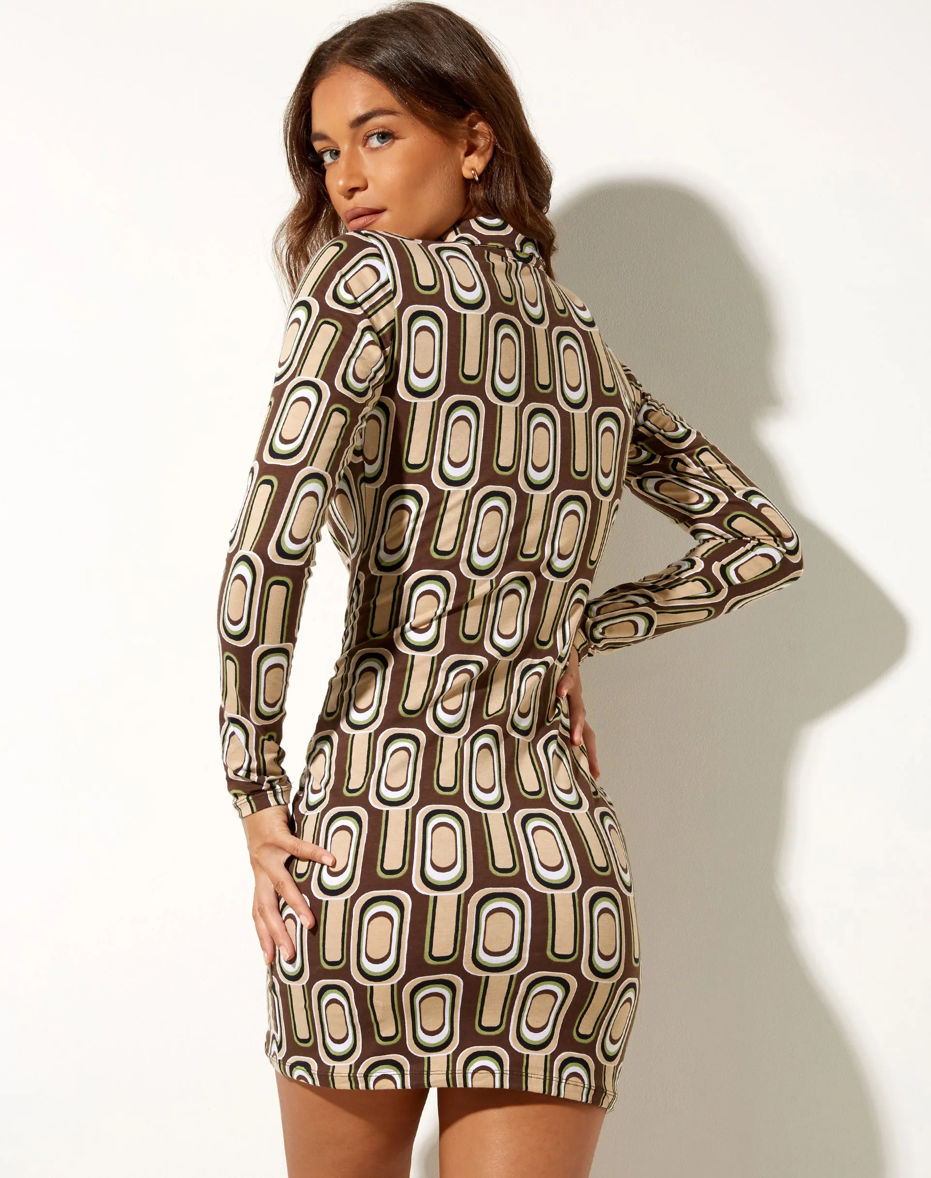 Avaya Dress in Retro Spot Brown