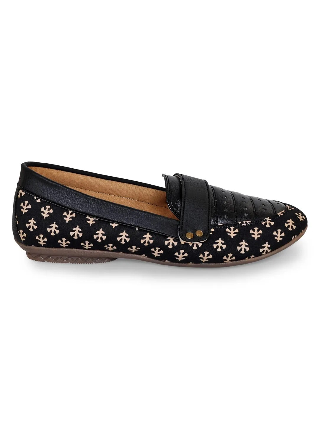 Black Block Print Moccasins