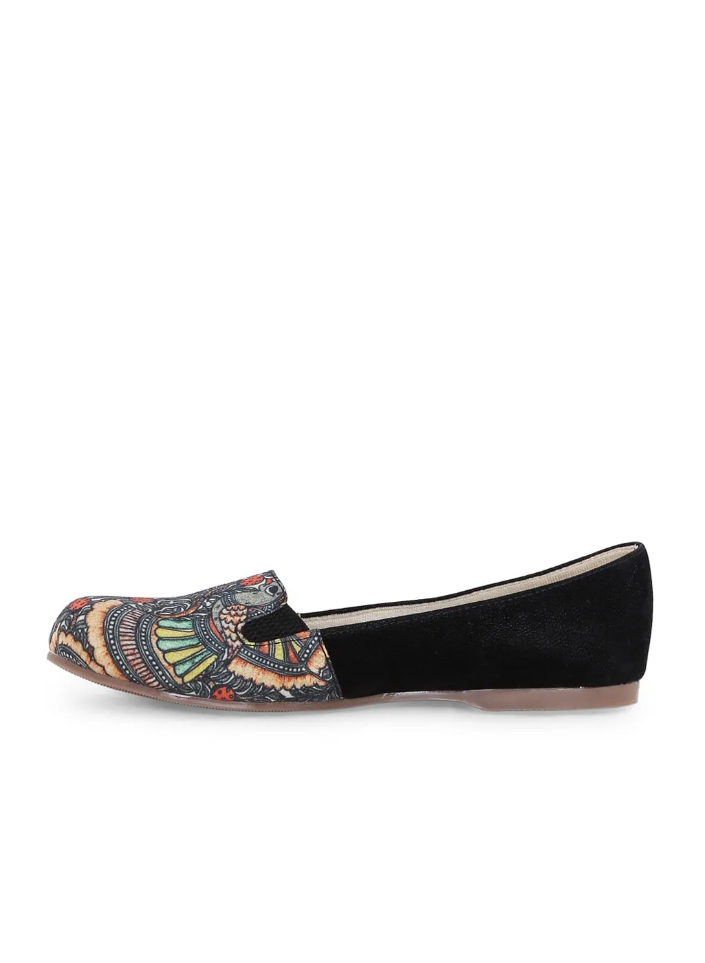 Black Madhubani Art Printed Moccasins