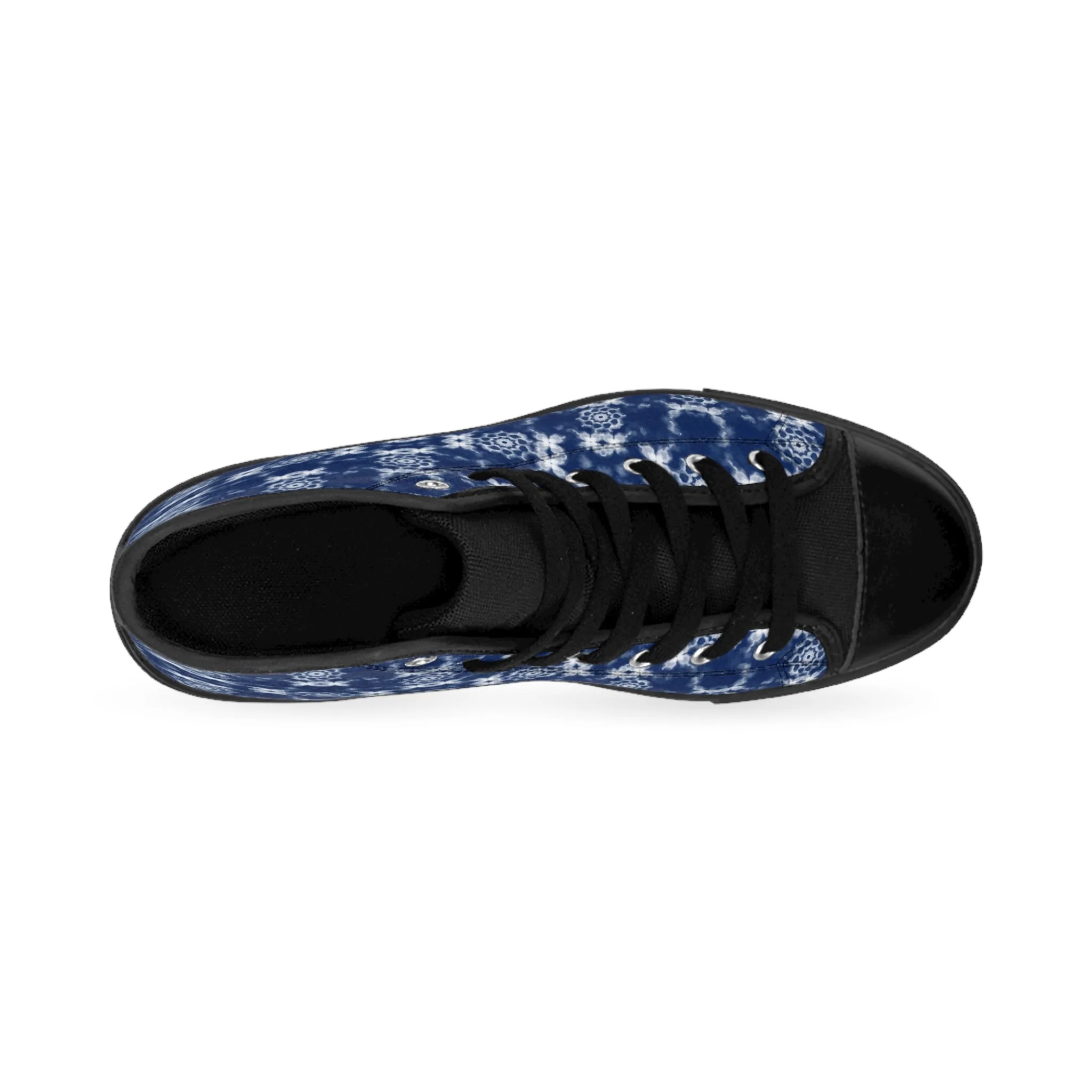 Blue Kimono Fabric Pattern Women's Classic Sneakers