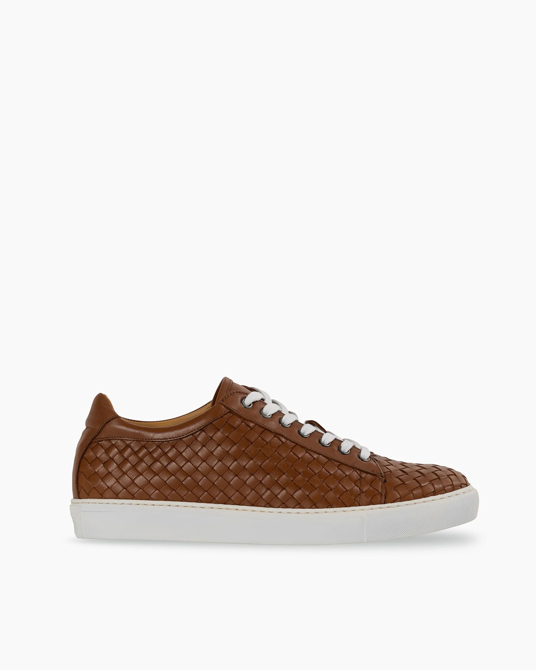 Cognac Hand Woven Sneakers