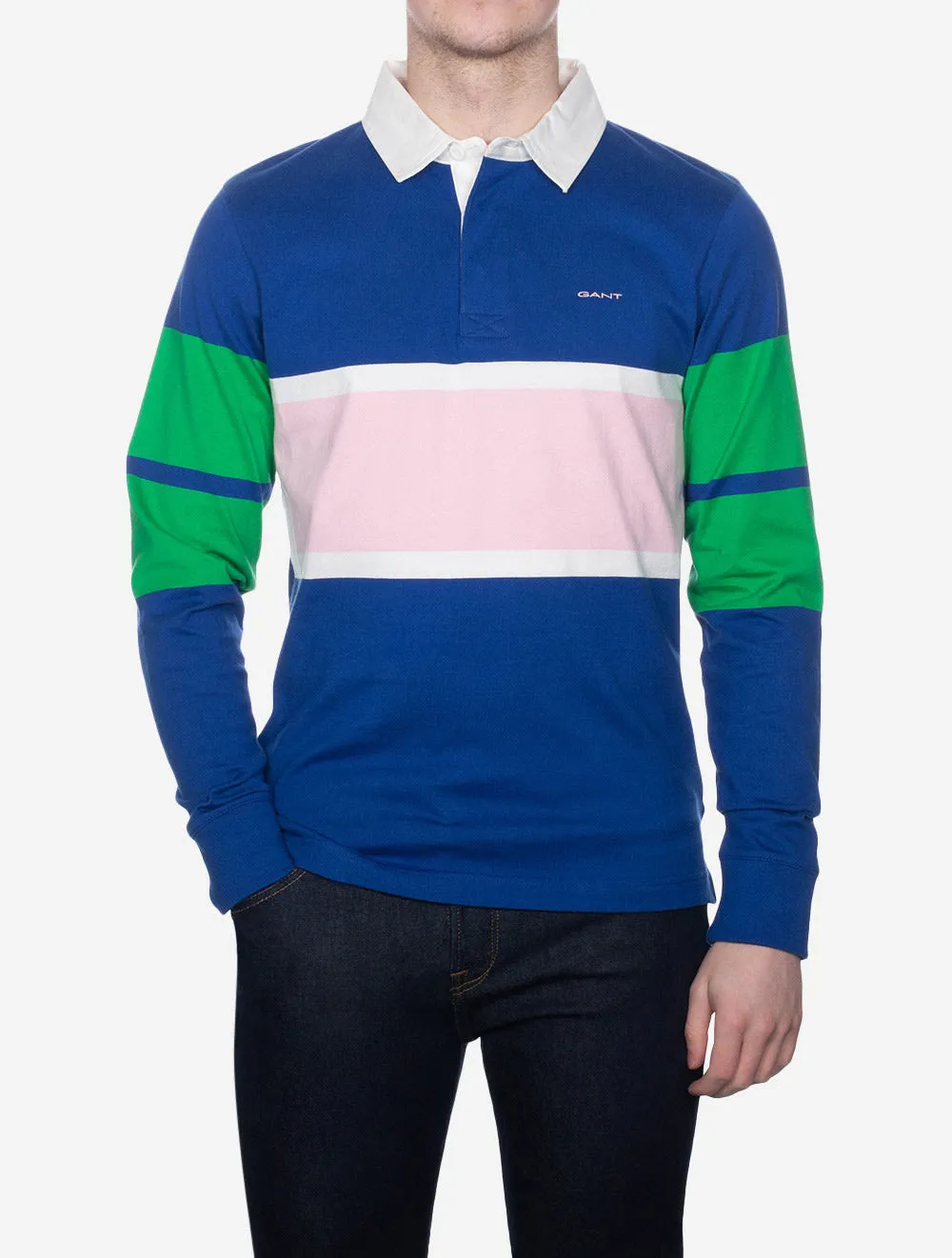 Colour Blocked Long Sleeve Rugger College Blue