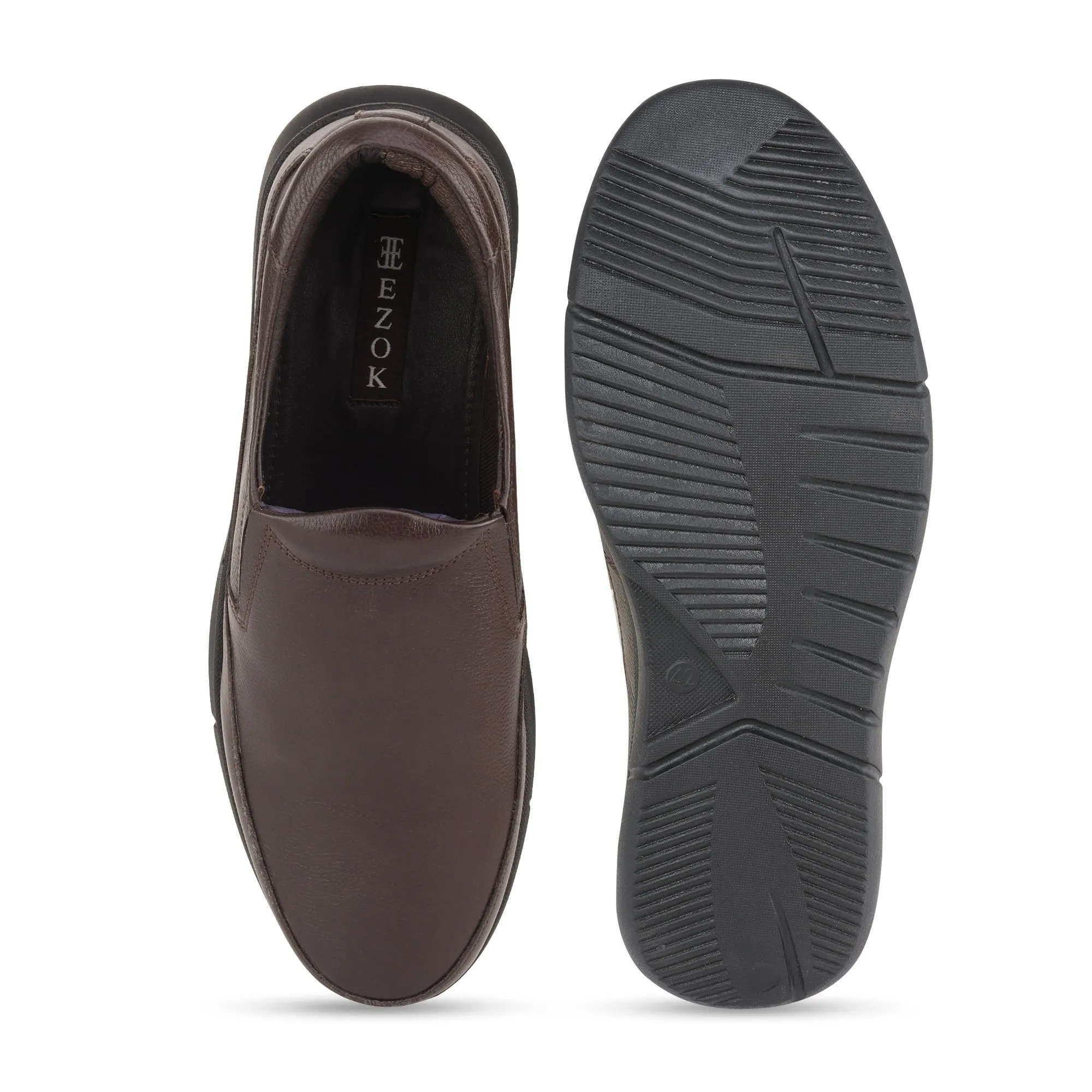 Ezok Men Brown Casual Leather Shoes For Men