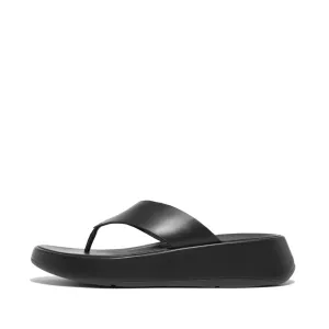 FitFlop F-mode Leather Flatform Black Toe Post Sandals V1