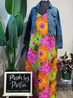 “Floral Fiyah” Maxi dress with pockets (2XL)