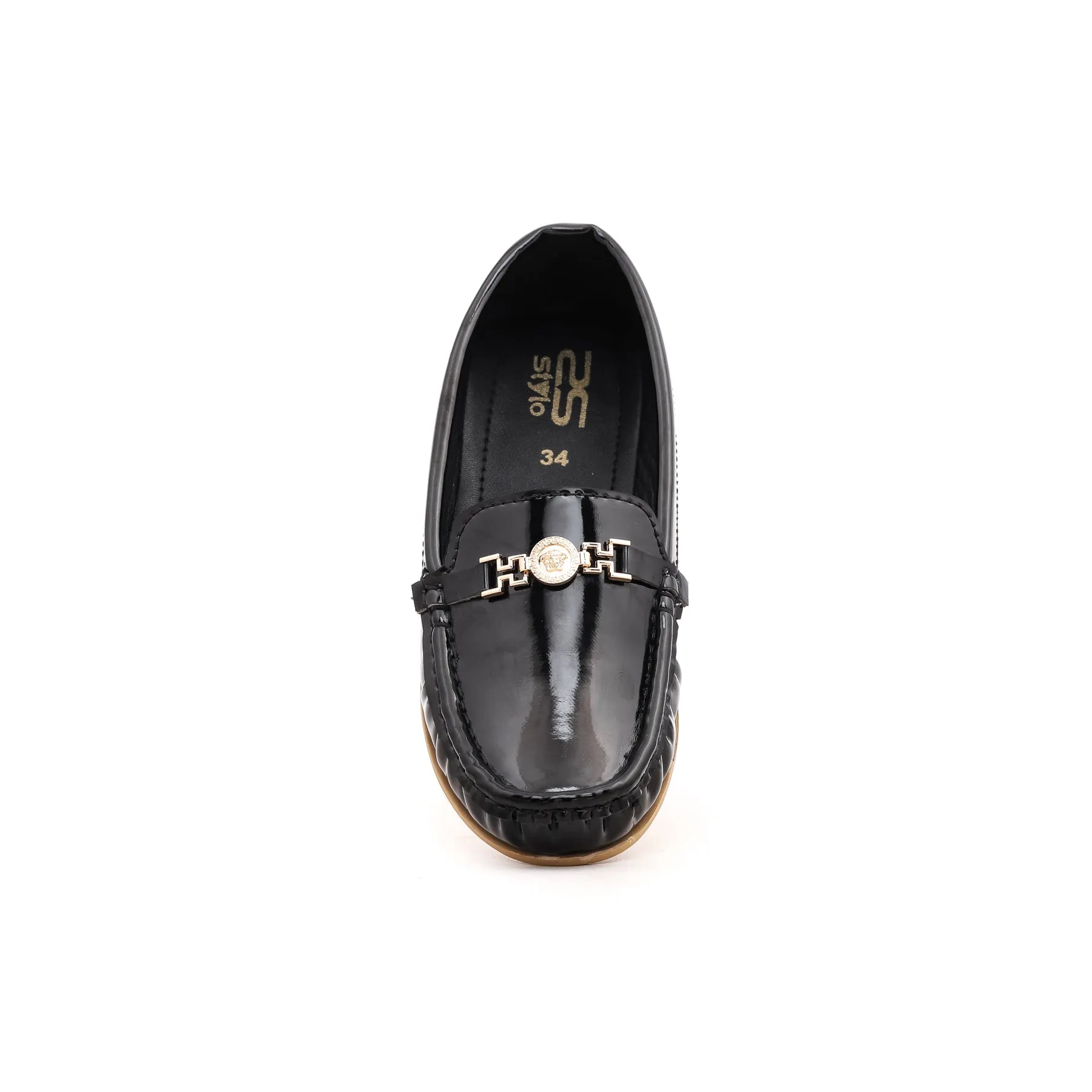 Girls Black Formal Moccasin KD0390