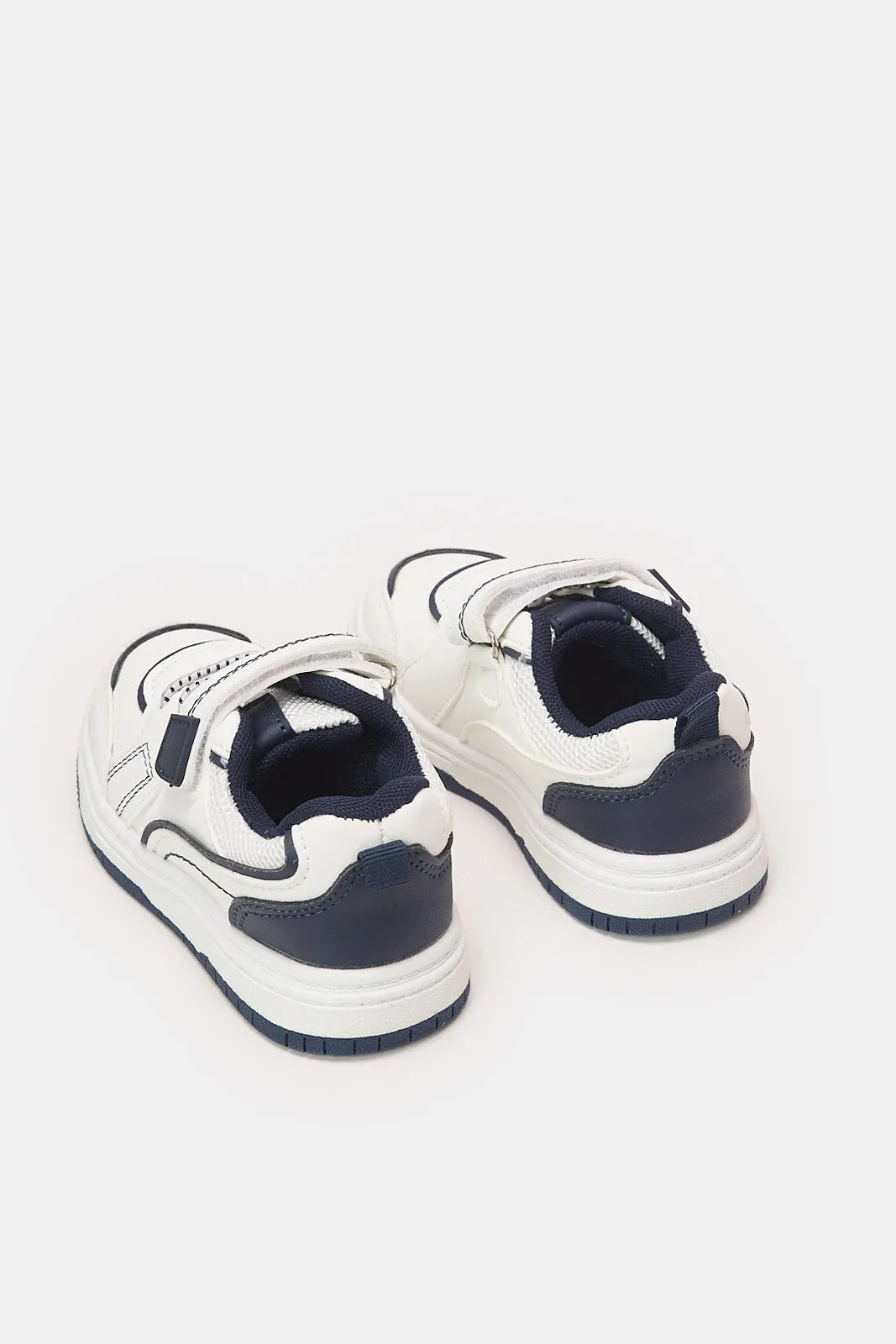 Infant Boys White And Navy Velcro Sneaker