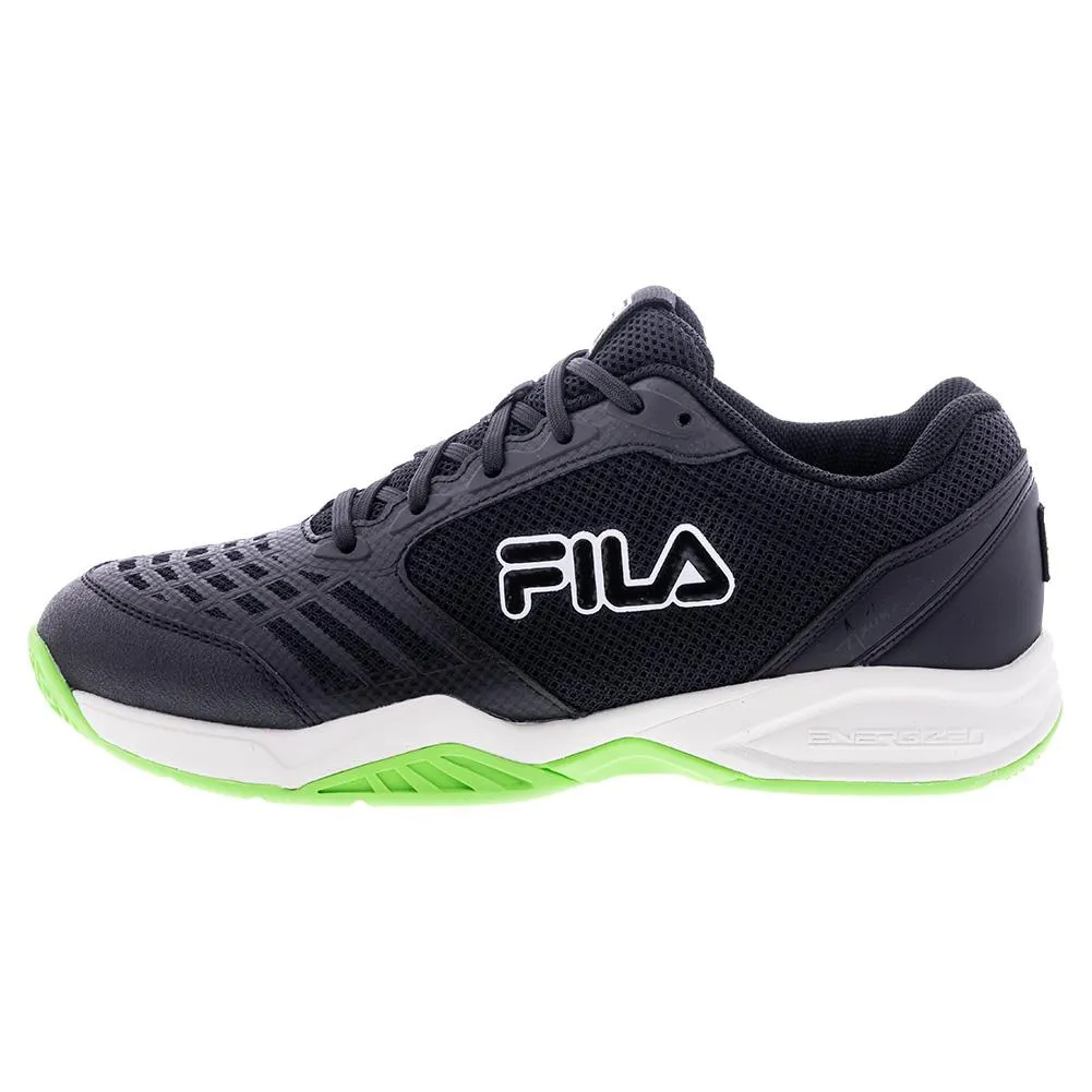 Juniors Axilus 3 Tennis Shoes Black and Green Gecko