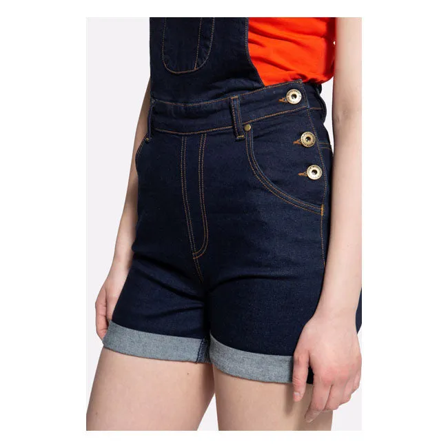 King Kerosin Queen Kerosin Dungaree Denim Ladies Shorts Dark Blue