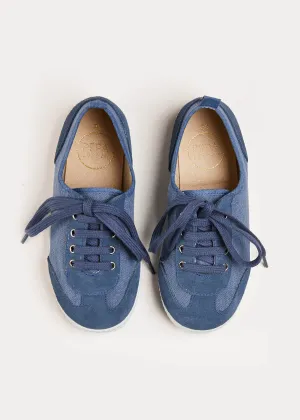 Lace Up Plimsoll Sneakers in Navy (24-34EU)