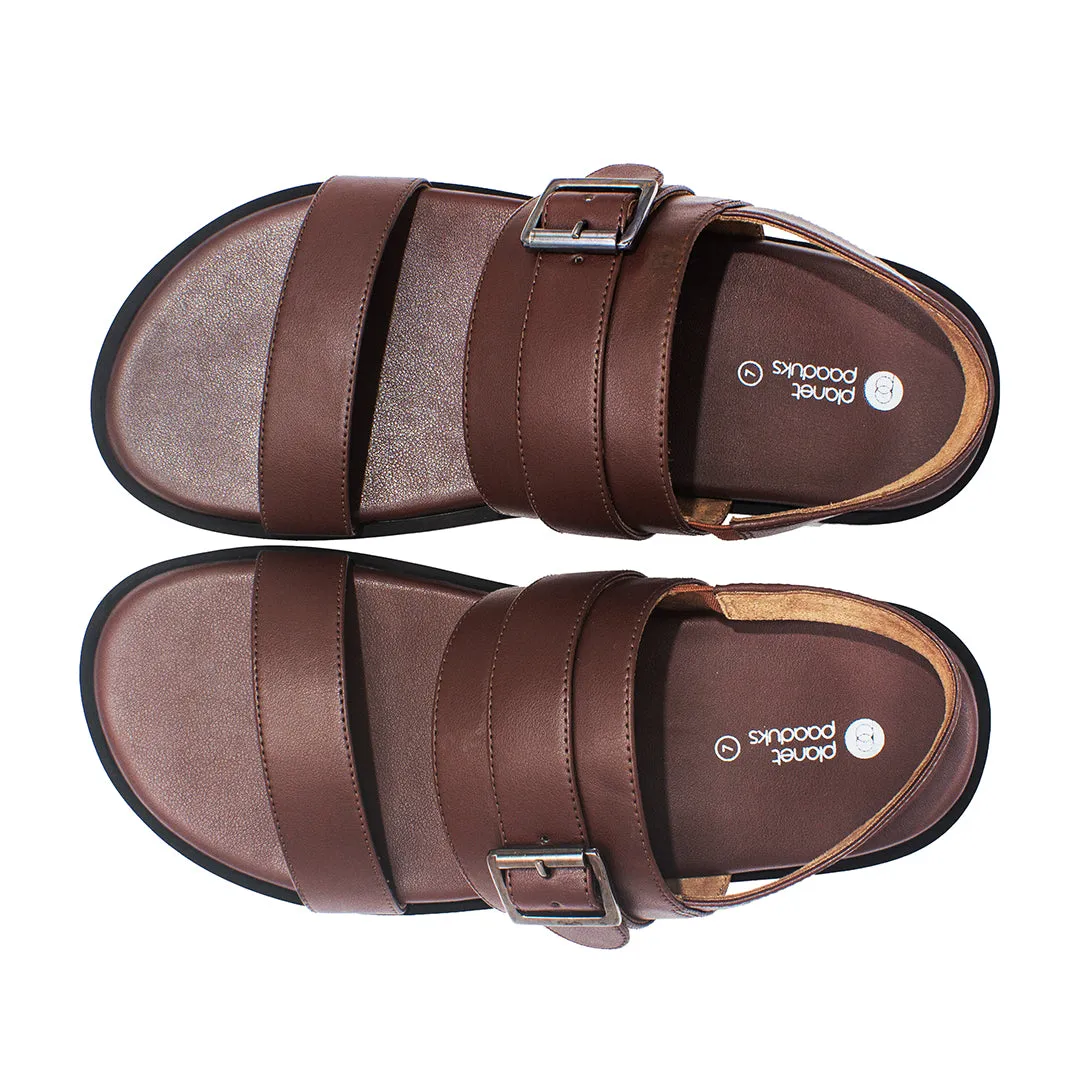 Leo Crossover Vegan Leather Brown Men Sandals