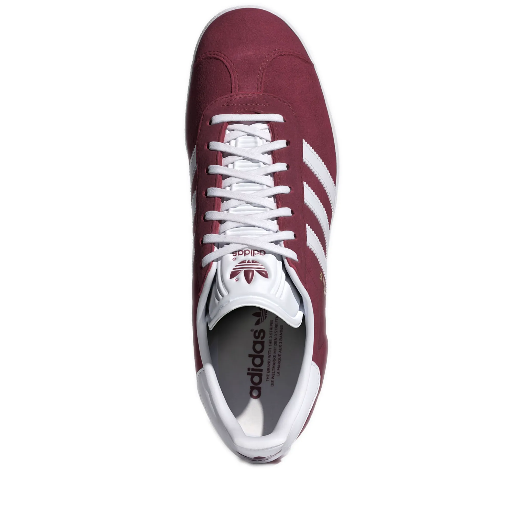 Men's Adidas Gazelle Shoes - Collegiate Burgundy / Cloud White / Gold Metallic