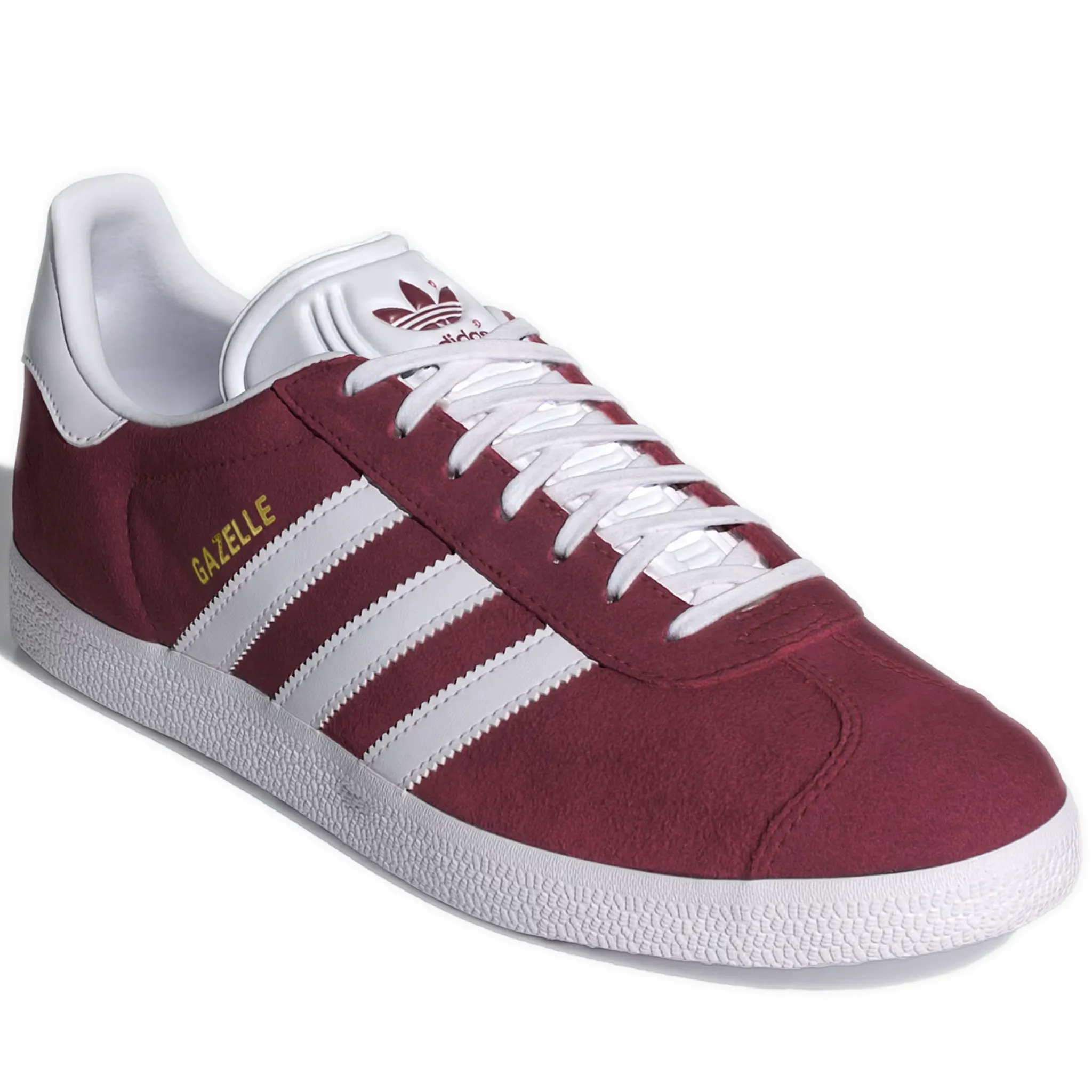 Men's Adidas Gazelle Shoes - Collegiate Burgundy / Cloud White / Gold Metallic