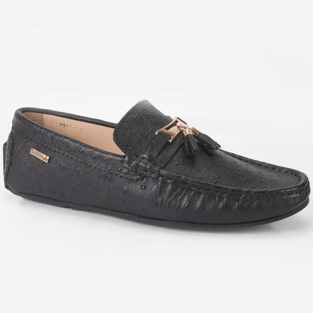 Mens "JOSHEPH" Leather Flat Slip Ons Moccasins