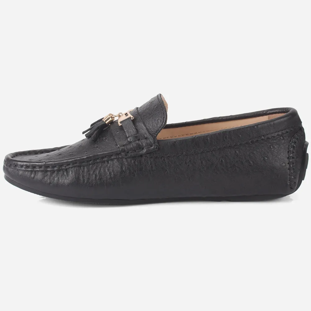 Mens "JOSHEPH" Leather Flat Slip Ons Moccasins