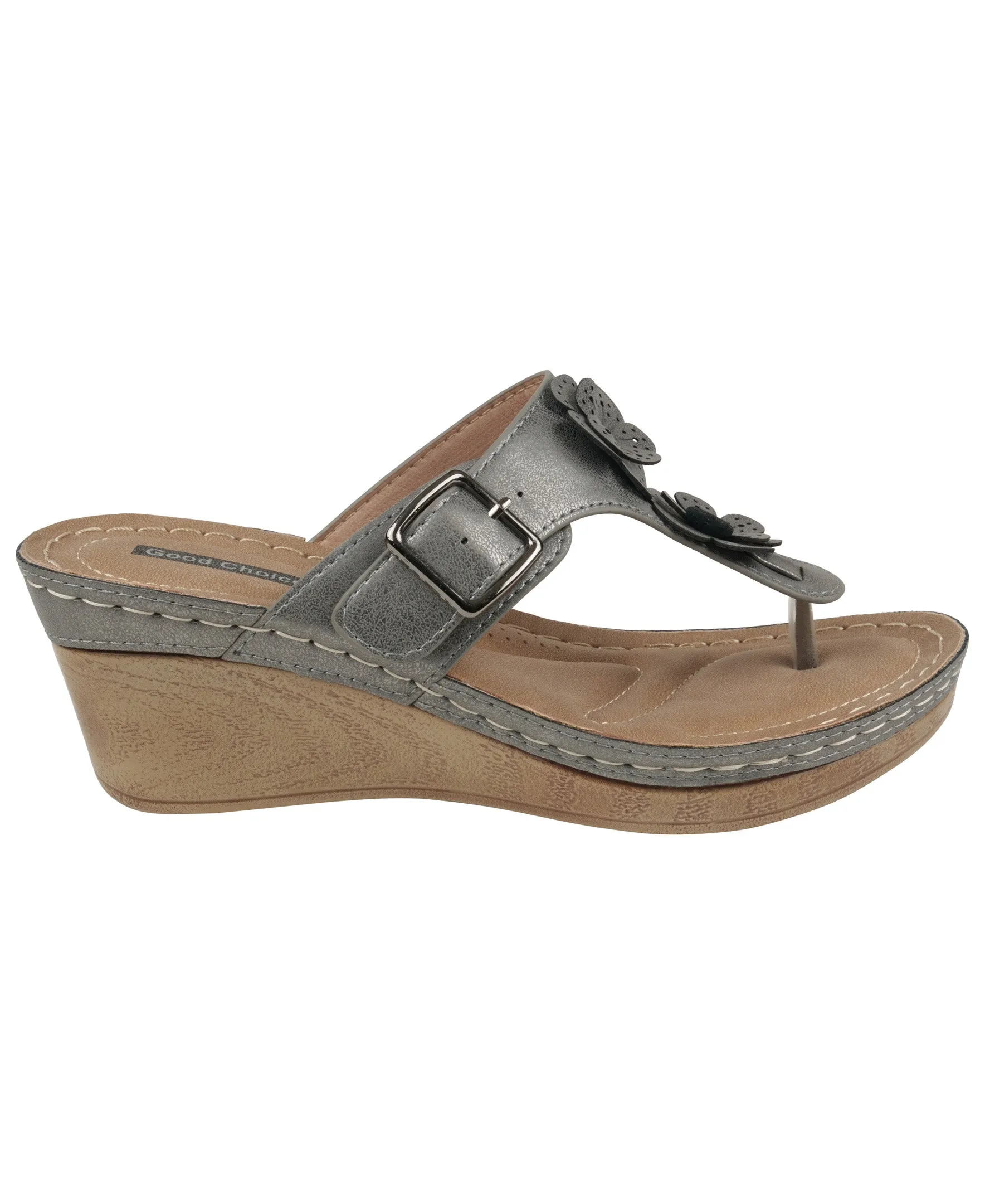 Narbone Pewter Wedge Sandals