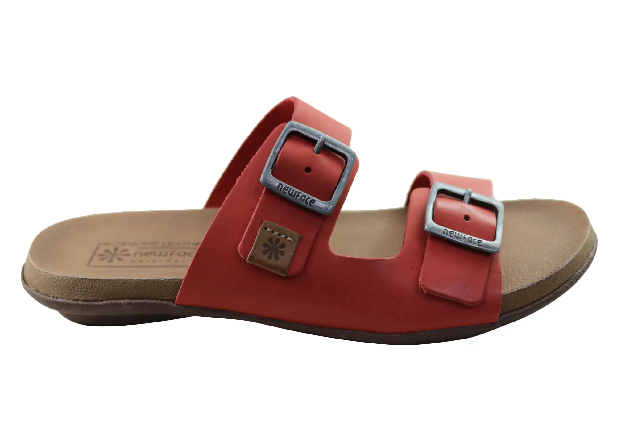 New Face Silvan Womens Comfort Leather Slides Sandals Made In Brazil