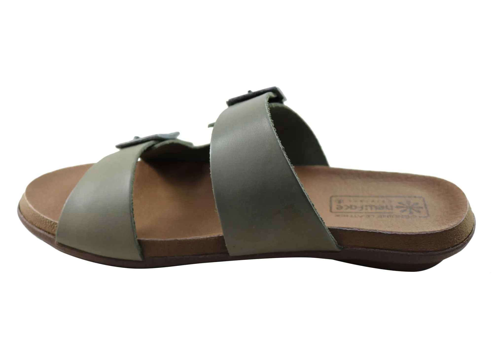 New Face Silvan Womens Comfort Leather Slides Sandals Made In Brazil