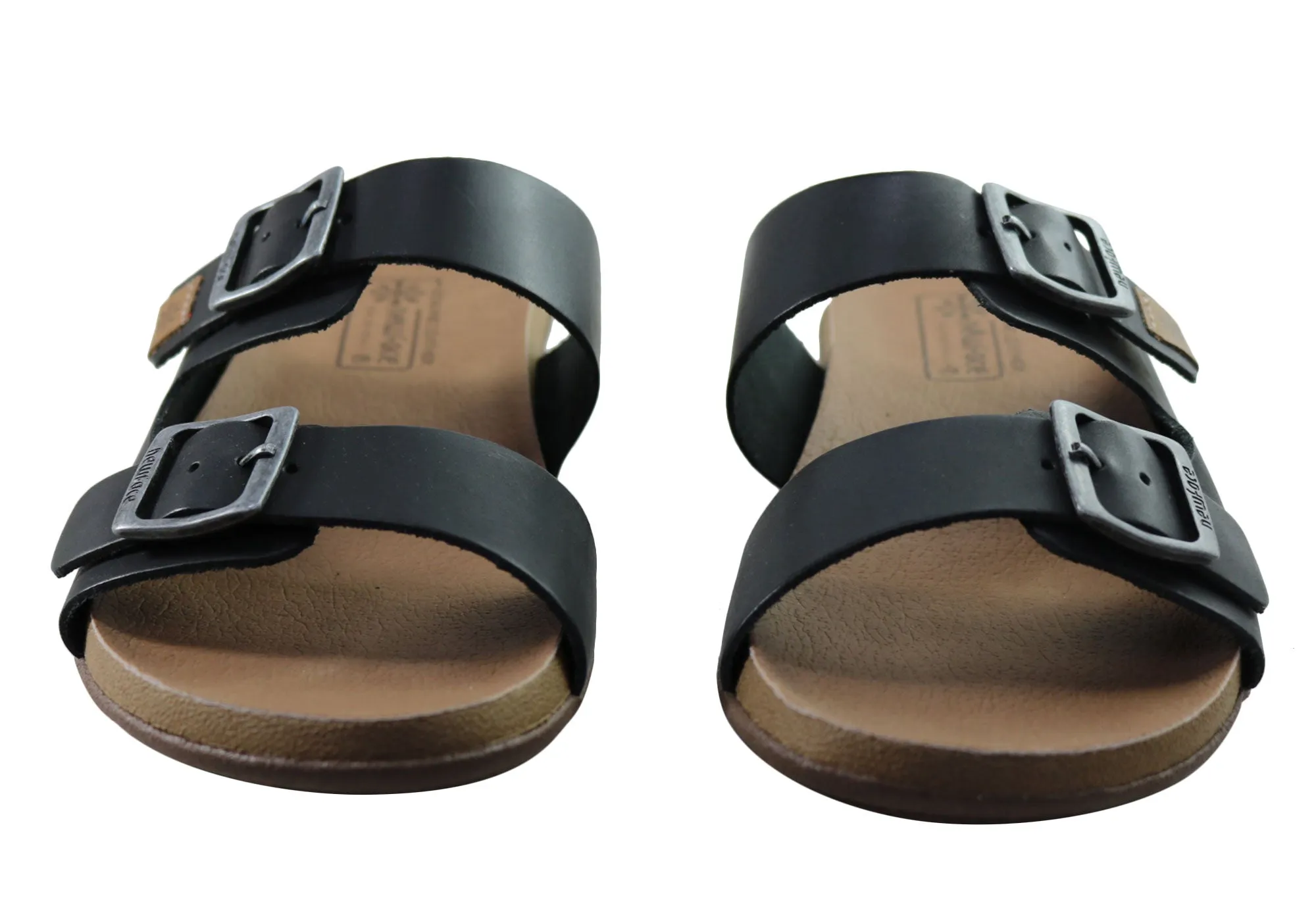 New Face Silvan Womens Comfort Leather Slides Sandals Made In Brazil