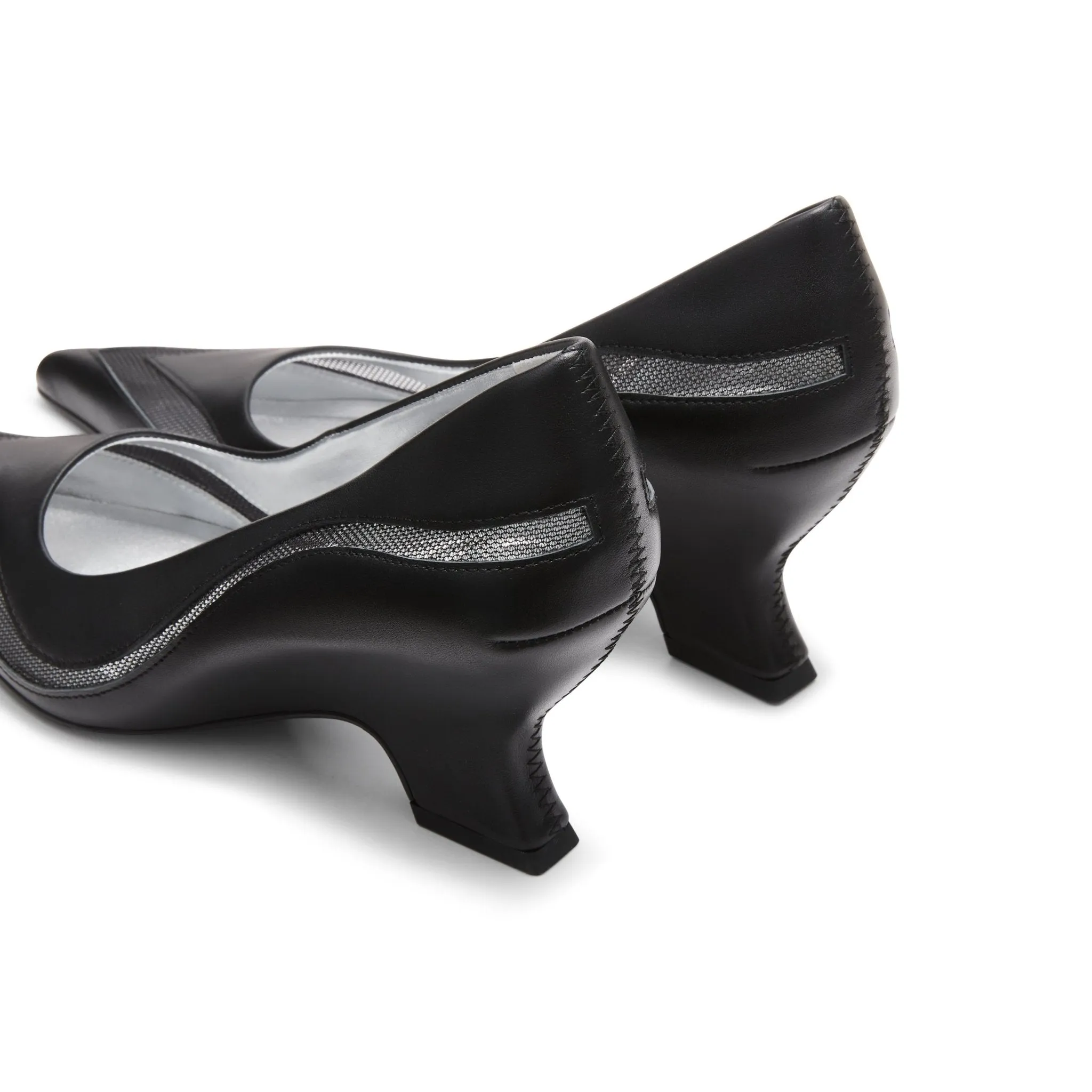 Pointed Toe Spliced Shaped Heels in Black