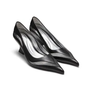 Pointed Toe Spliced Shaped Heels in Black