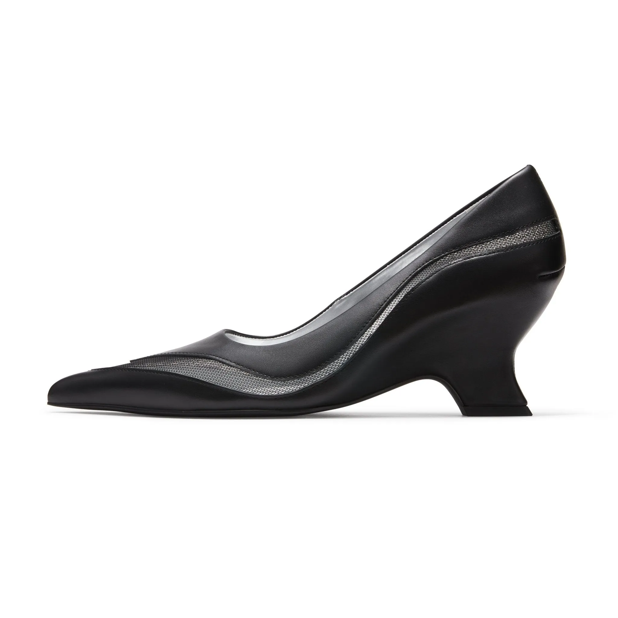 Pointed Toe Spliced Shaped Heels in Black