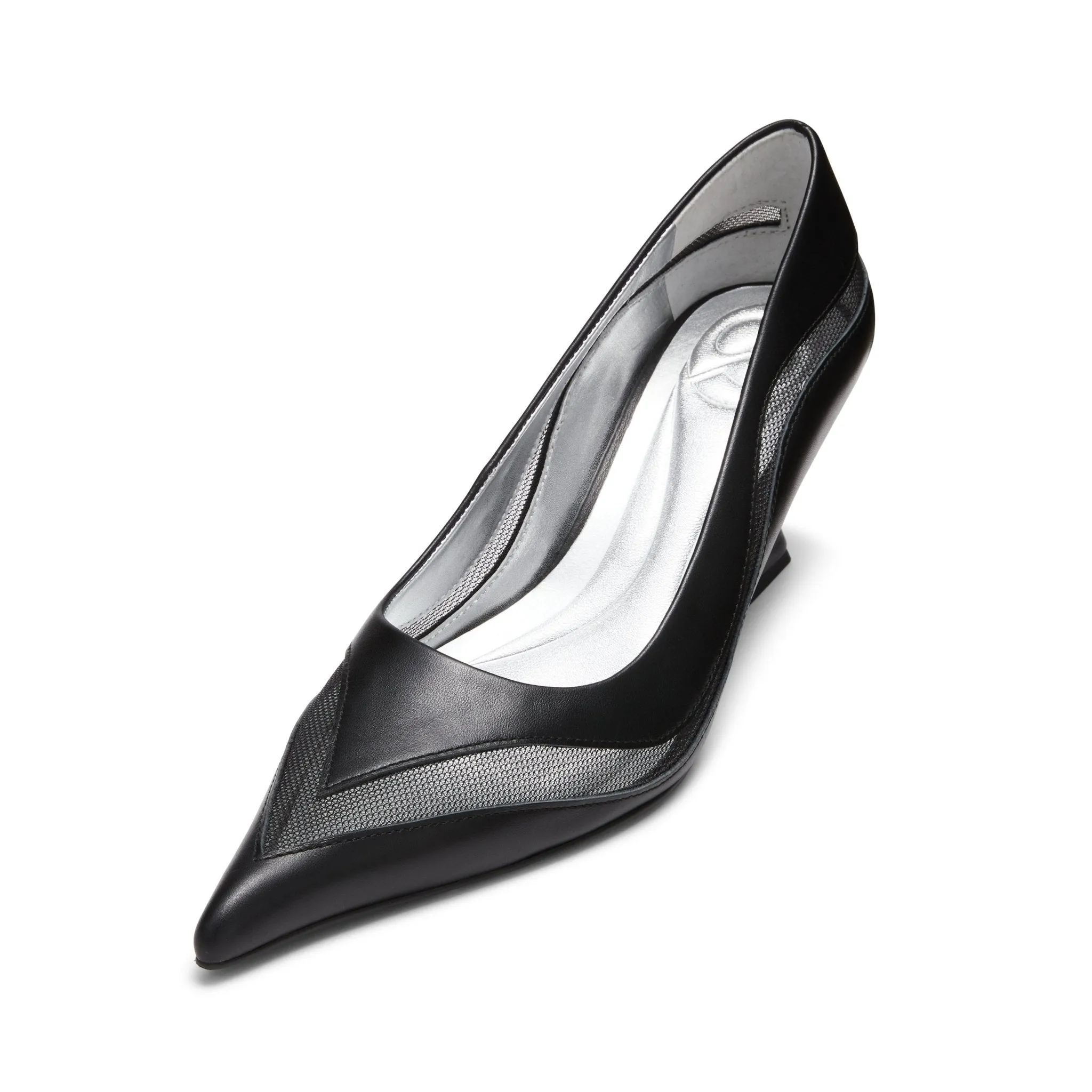 Pointed Toe Spliced Shaped Heels in Black