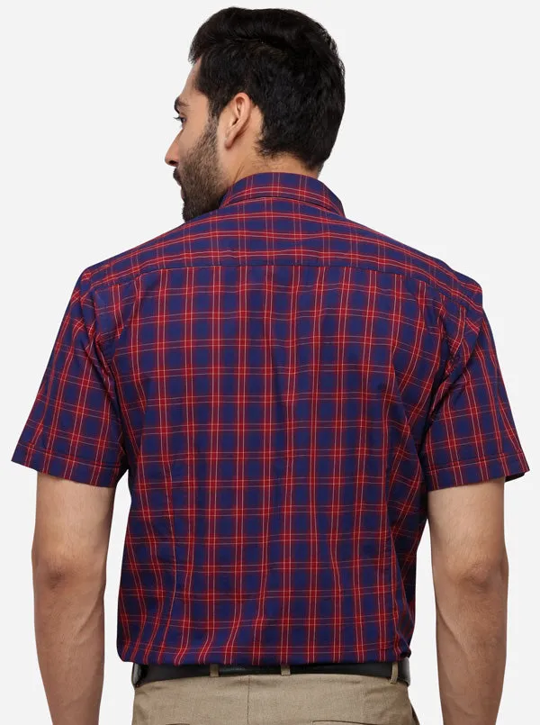 Red & Blue Tailored Fit Checked Casual Shirt | JadeBlue