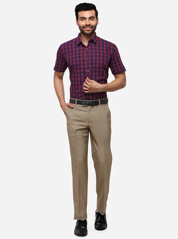 Red & Blue Tailored Fit Checked Casual Shirt | JadeBlue