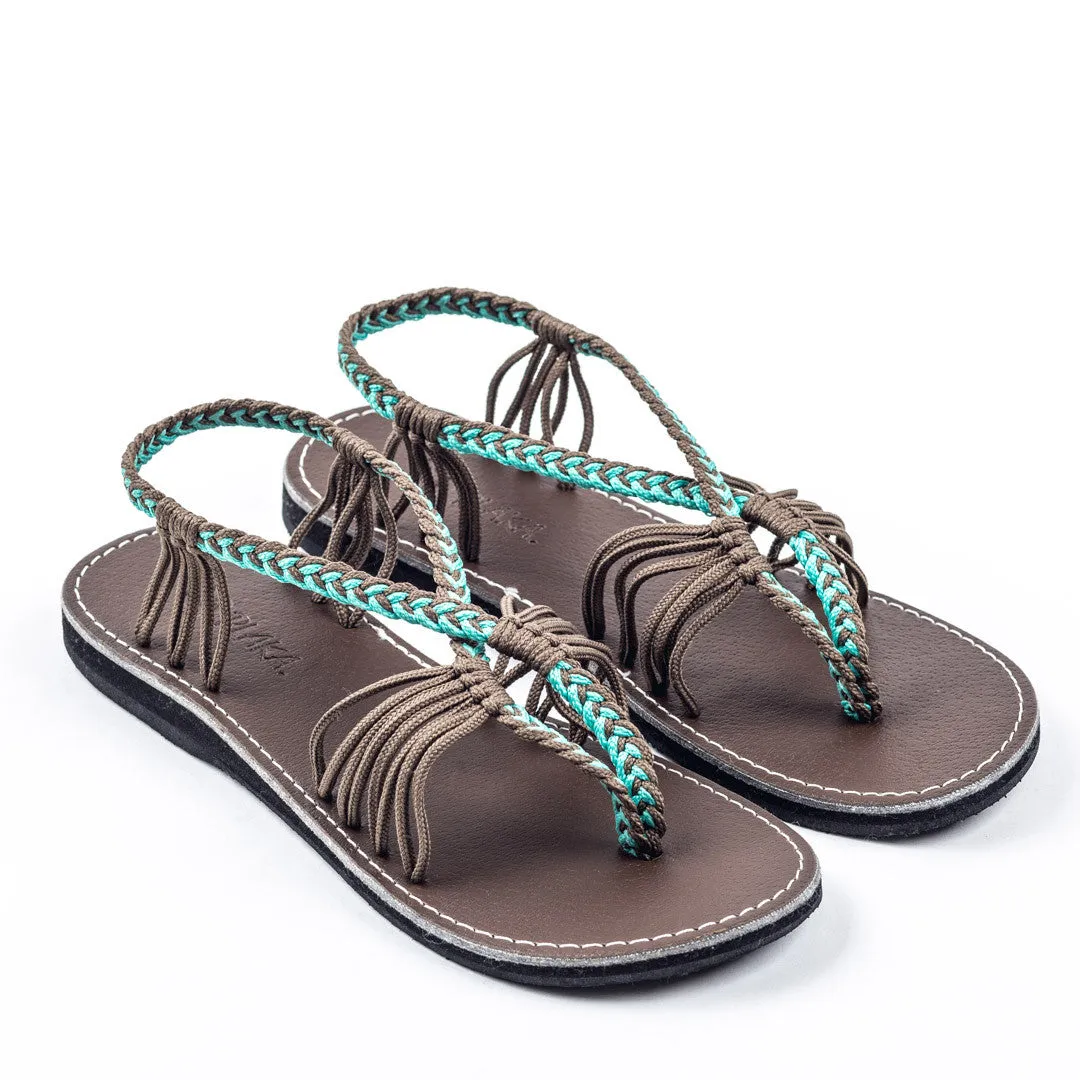 Seashell Summer Sandals for Women | Turquoise-Gray