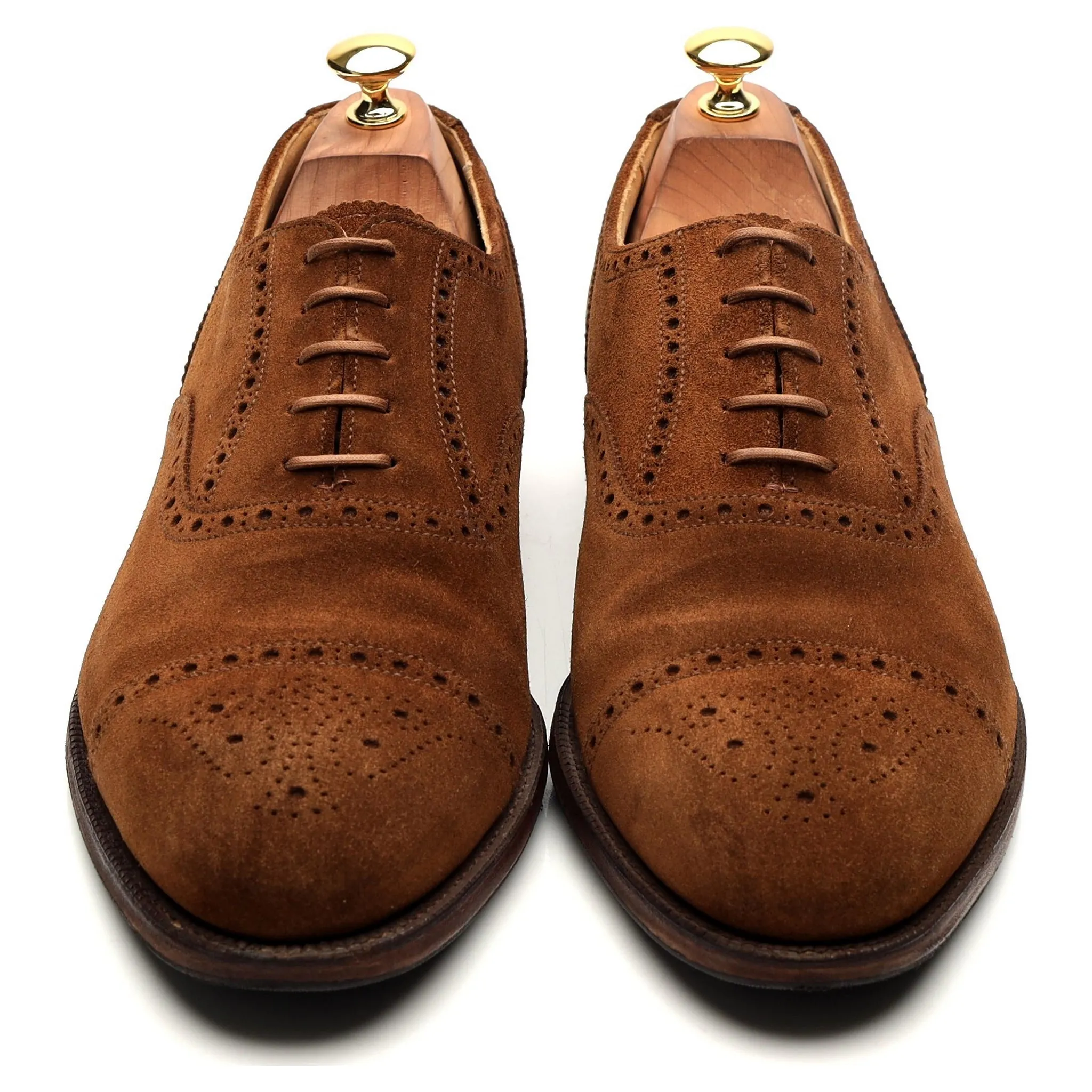 Shipton & Heneage 'Winchester' Tan Brown Suede Oxford Semi Brogues UK 10.5 E