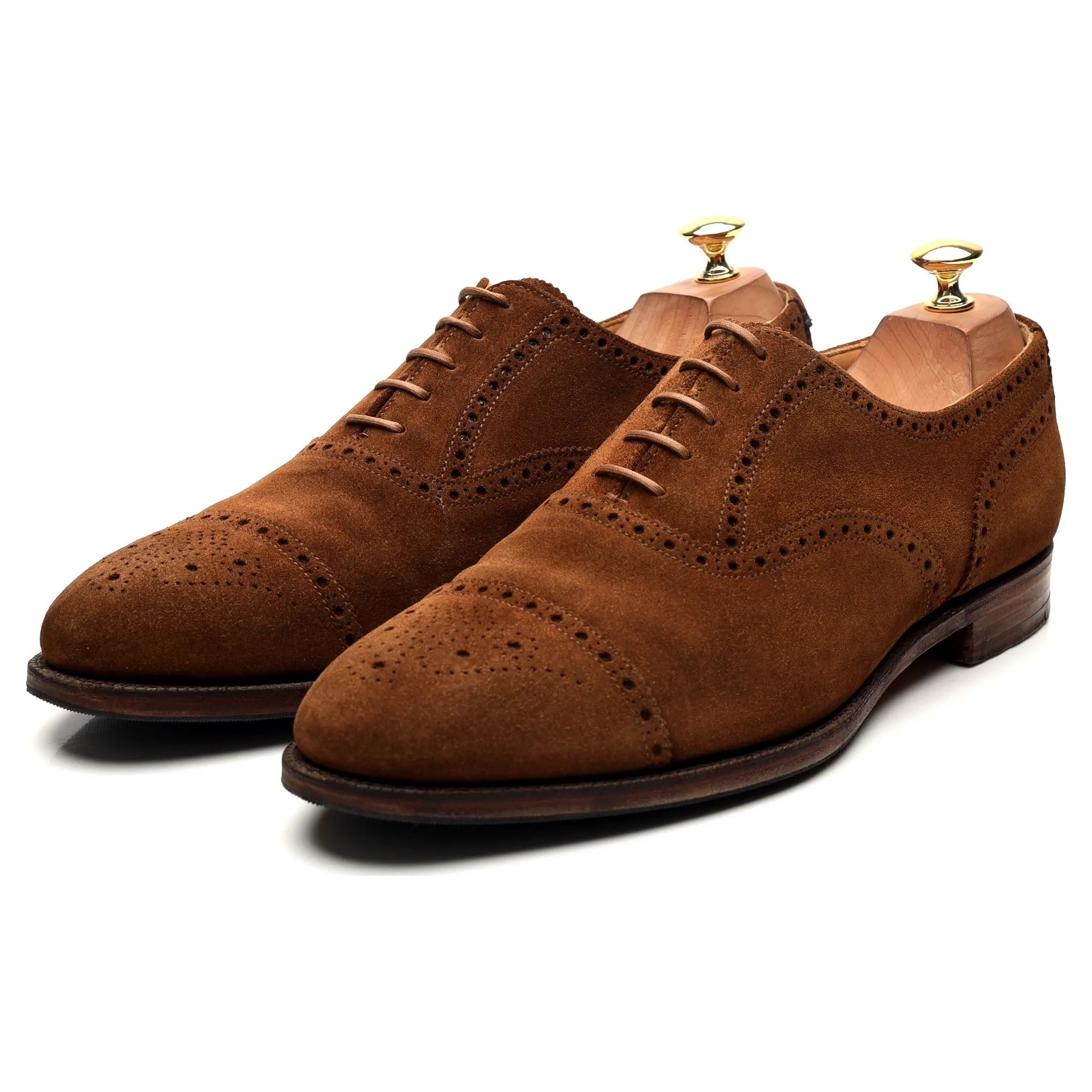 Shipton & Heneage 'Winchester' Tan Brown Suede Oxford Semi Brogues UK 10.5 E