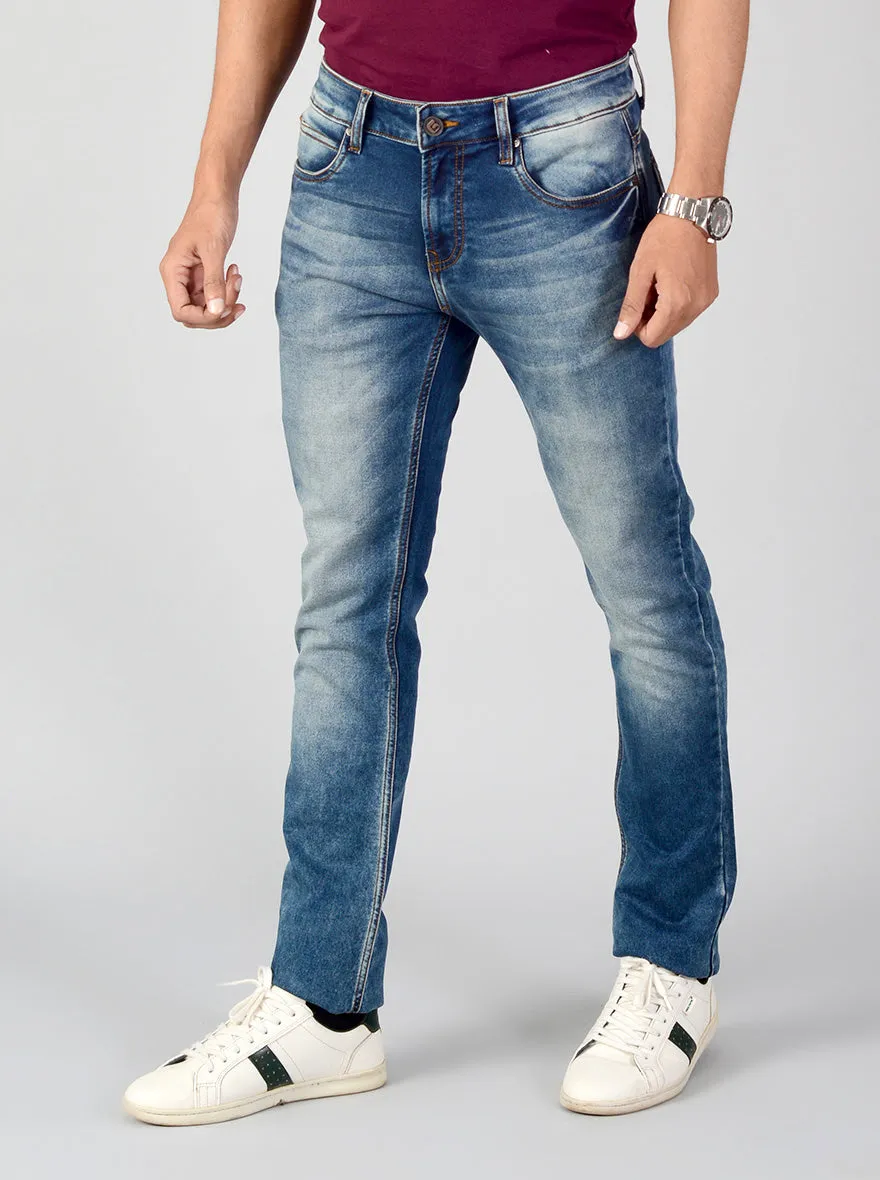 Steel Blue Washed Slim Fit Jeans | Greenfibre