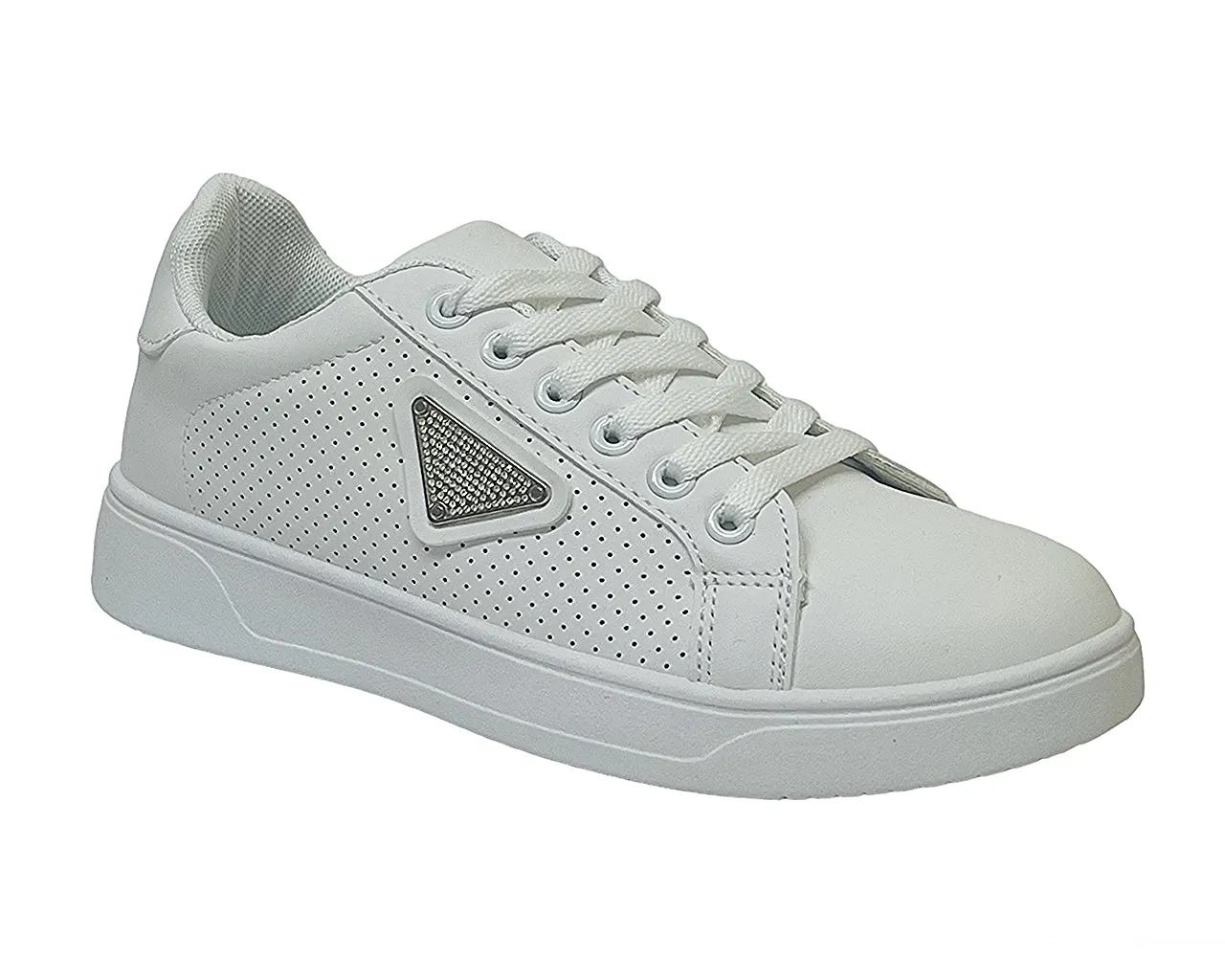 Women's Faux Leather Lace Up Trainers