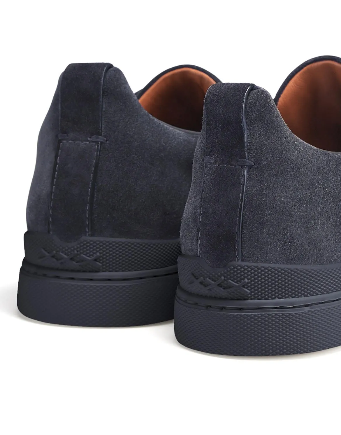 Zegna Blue Suede Triple Stitch Sneaker