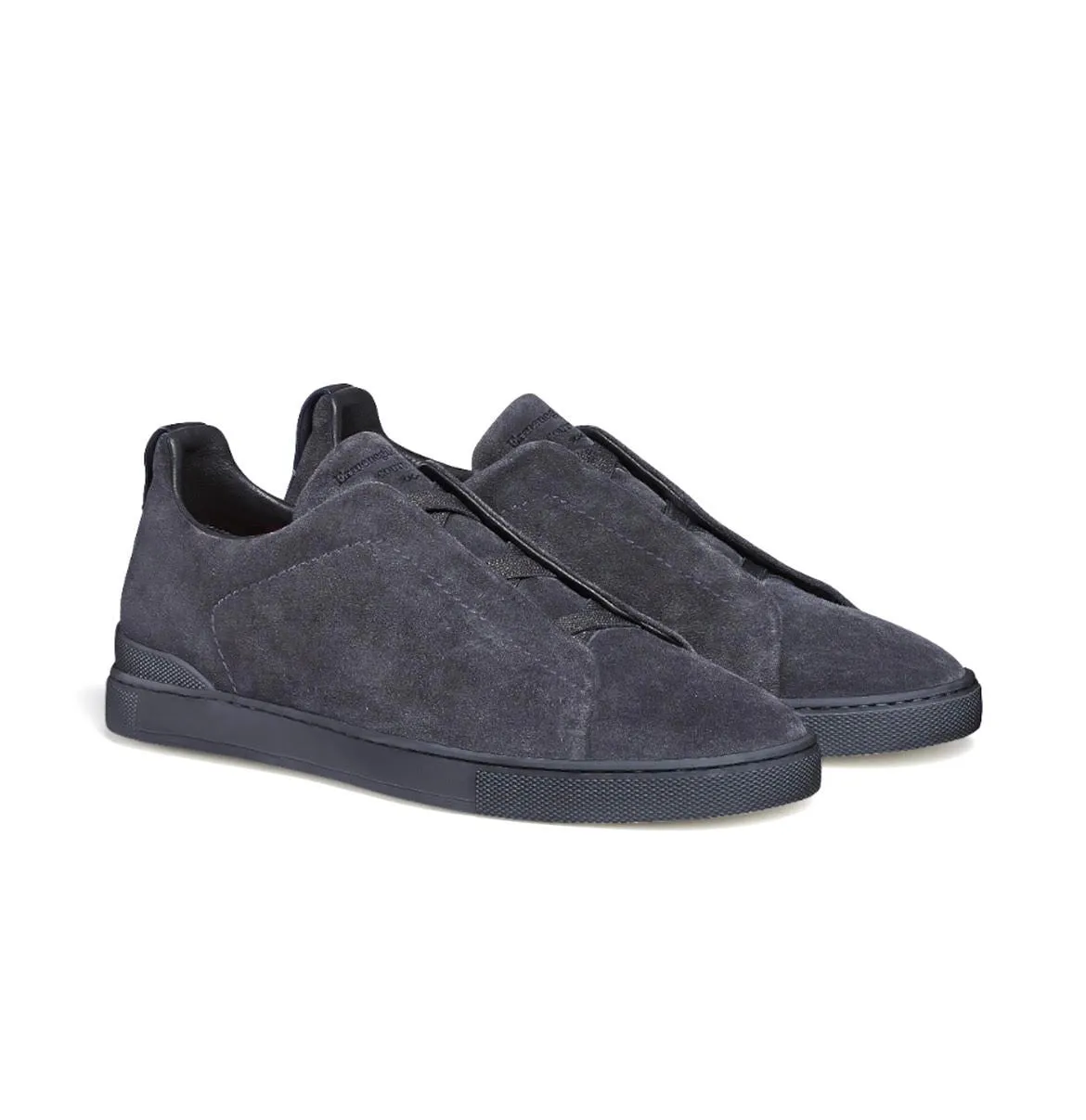 Zegna Blue Suede Triple Stitch Sneaker